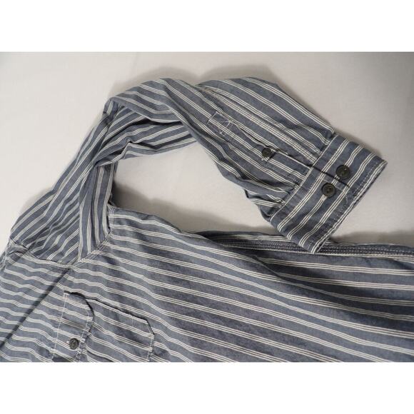 Eddie Bauer Mens Shirt XXLT Tall Oxford Blue White Stripe Classic Fit 90s Dad - Picture 11 of 12